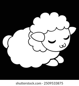 um logotipo de vetor adormecido de ovelha bebê bonito