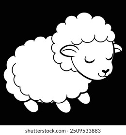 a cute baby sheep sleeping vector logo