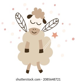 Cute Baby Sheep. Vector illustration.