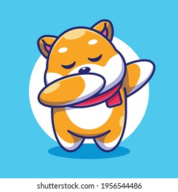 Cute baby shiba inu dog dabbing cartoon