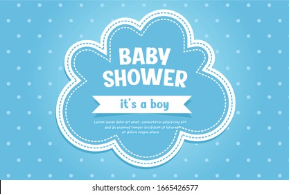 Cute Baby Shower Blue Theme Vector Illustration 