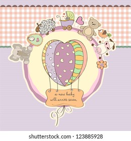 cute baby shower card with animals and toys