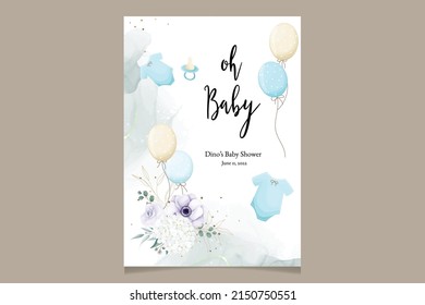 cute baby shower card with beautiful floral and gold leaves