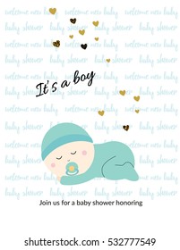 Cute baby shower card with the boy.