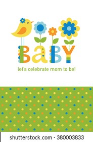 cute baby shower card design. vector illustration