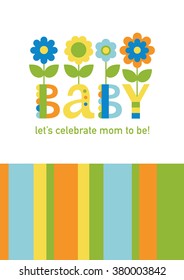 cute baby shower card design. vector illustration