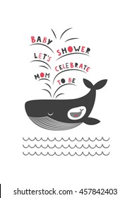 Cute baby shower card design. Mother and baby. Vector illustration.