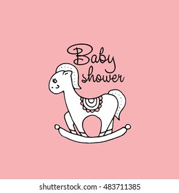 Cute baby shower card design. Vector illustration.