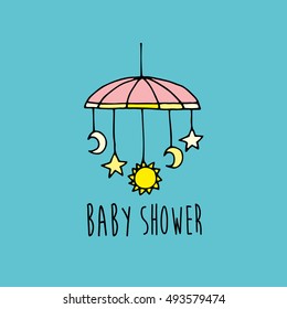Cute baby shower card design. Vector illustration.