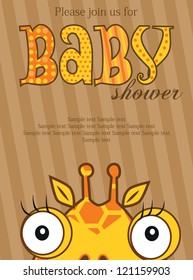 cute baby shower card with giraffe. vector illustration