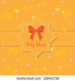 cute baby shower card with cute giraffe. vector illustration