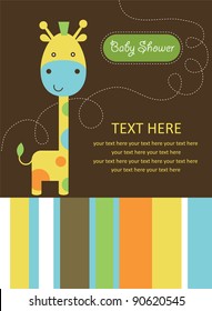 cute baby shower card with cute giraffe. vector illustration