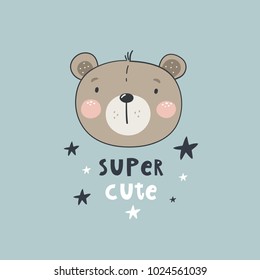 Cute Baby Shower card with hand drawn bear