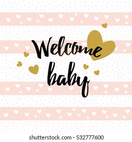 Cute baby shower card with hearts