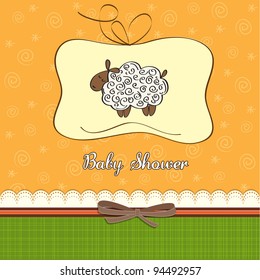 cute baby  shower card with sheep