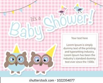 Cute baby shower card with sweet owls