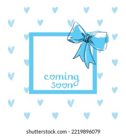 Cute Baby shower card vector illustration Blue Bow