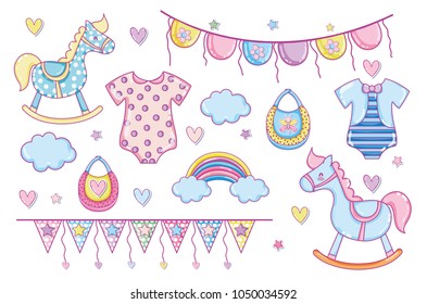 Cute baby shower cartoons