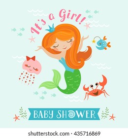 Cute Baby Shower Design For Girl With Mermaid