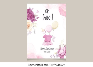 Cute baby shower design template with sweet floral