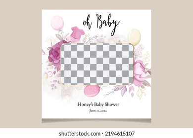 Cute baby shower design template with sweet floral