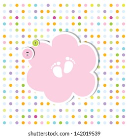 cute baby shower invitation card - baby arrival card with copy space Nice simple design for baby shower projects, birthday greeting
