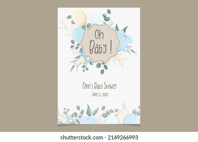 cute baby shower invitation card with beautiful floral