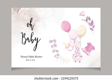 cute baby shower invitation card with beautiful floral