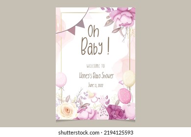 cute baby shower invitation card with beautiful floral