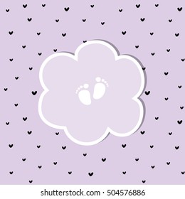 Cute baby shower invitation card. Baby arrival card with copy space.