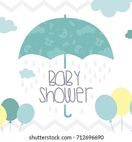 Cute Baby Shower invitation card. Vector illustration