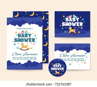 Cute Baby Shower Invitation Card - Toy Horse