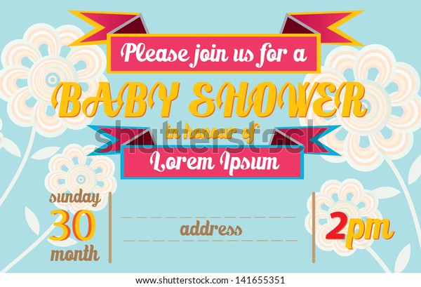 Cute Baby Shower Invitation Card Baby Stock Vector Royalty Free 141655351