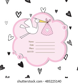 Cute Baby shower invitation with copy space