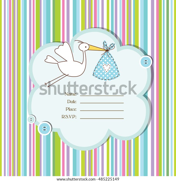 Cute Baby Shower Invitation Copy Space Stock Vector (Royalty Free ...