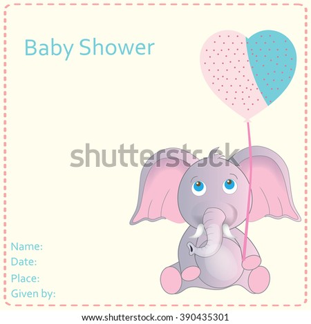 Cute Baby Shower Invitation Baby Elephant Stock Vector Royalty Free