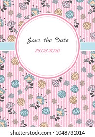 Cute baby shower invitation template with flowers