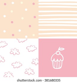 cute baby shower pattern vector design