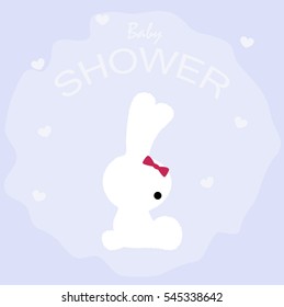 cute baby shower poster with the Bunny on a blue background. pattern for greeting or invitation. vector illustration. baby shower or arrival