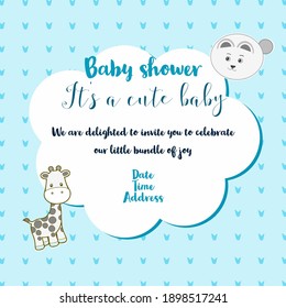 Cute Baby Shower Template In Blue