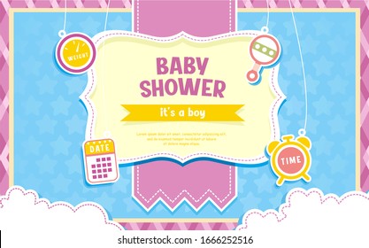 cute baby shower theme with toys. vector illustration 