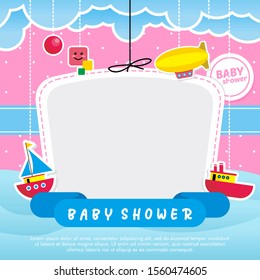 Cute Baby Shower Theme Vector Illustration 