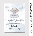 cute baby shower watercolor invitation card template