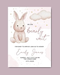 Cute Baby Shower Watercolor Invitation Card For Baby And Kids New Born Celebration