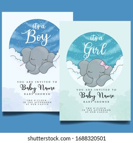 cute baby shower watercolor invitation editable template