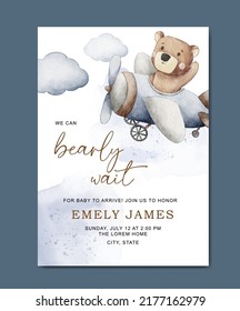 Cute Baby Shower Watercolor Invitation Card For Baby And Kids New Born Celebration