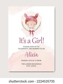 cute baby shower watercolor invitation template background