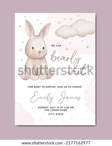 cute baby shower watercolor invitation card for baby and kids new born celebration