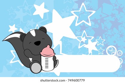 cute baby skunk cartoon background copyspace in vector format 