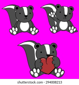 cute baby skunk cartoon lovely set in vector format very easy to edit